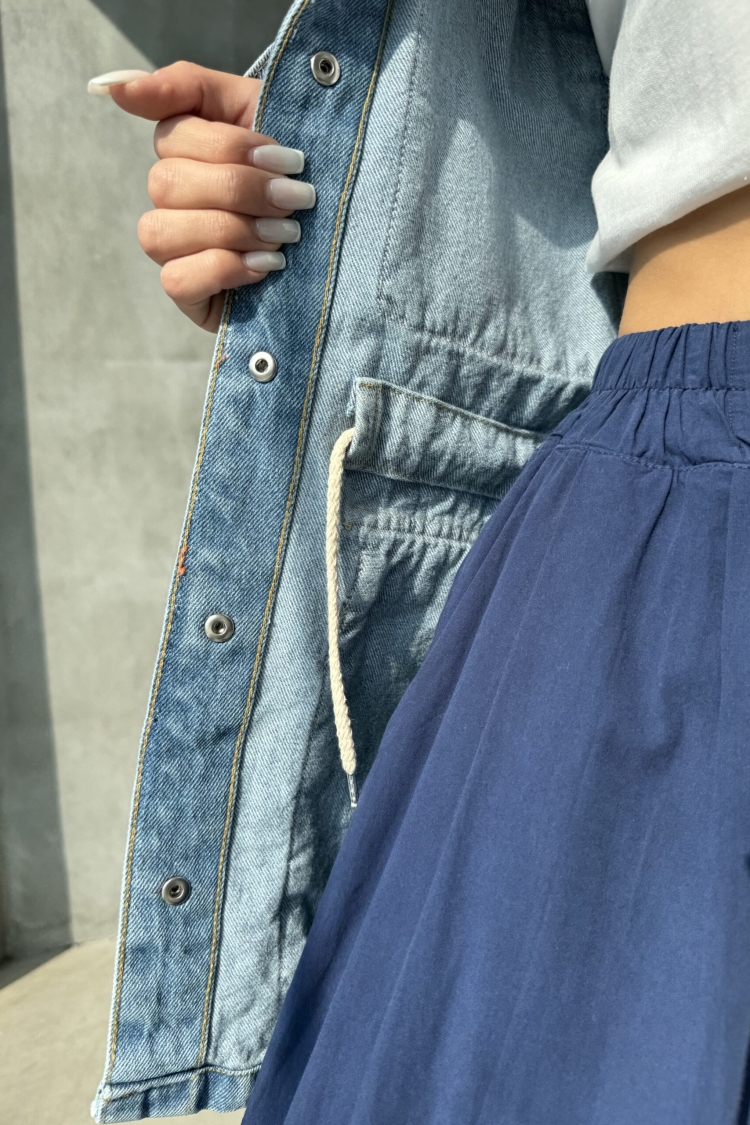 Multi-Pocket Denim Jacket - Blue