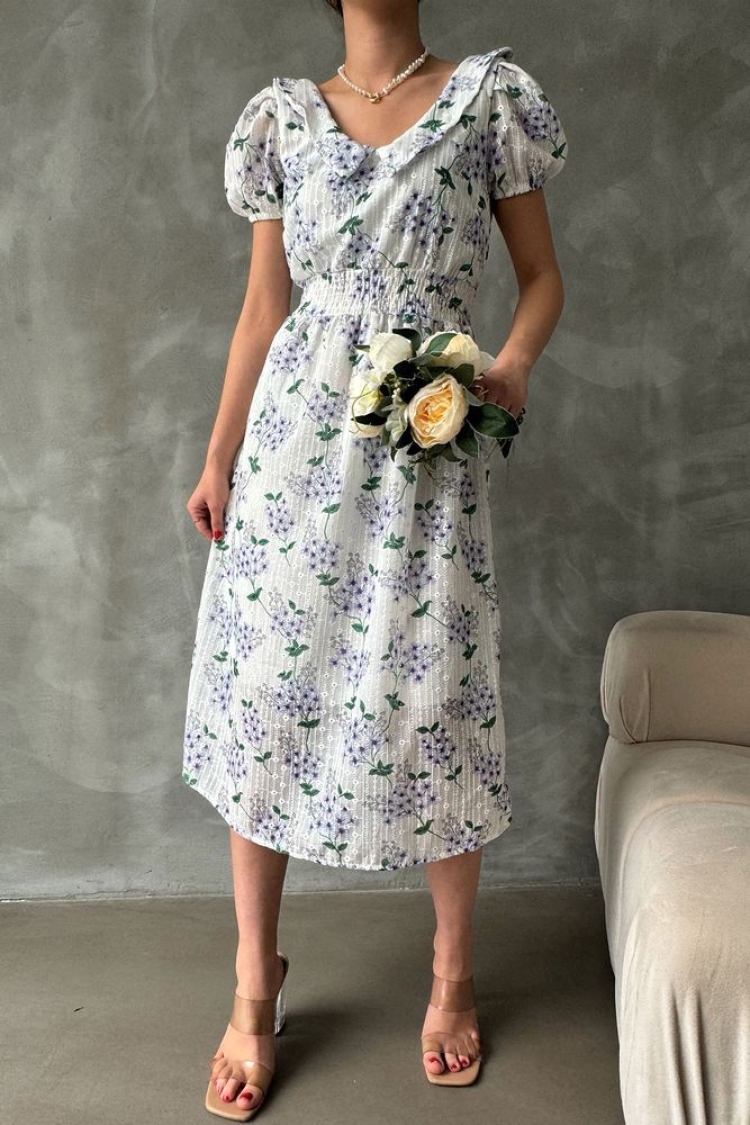 Brode Detailed Patterned Dress - Topshow - Globality Store - Women Clothes Wholesale Turkey