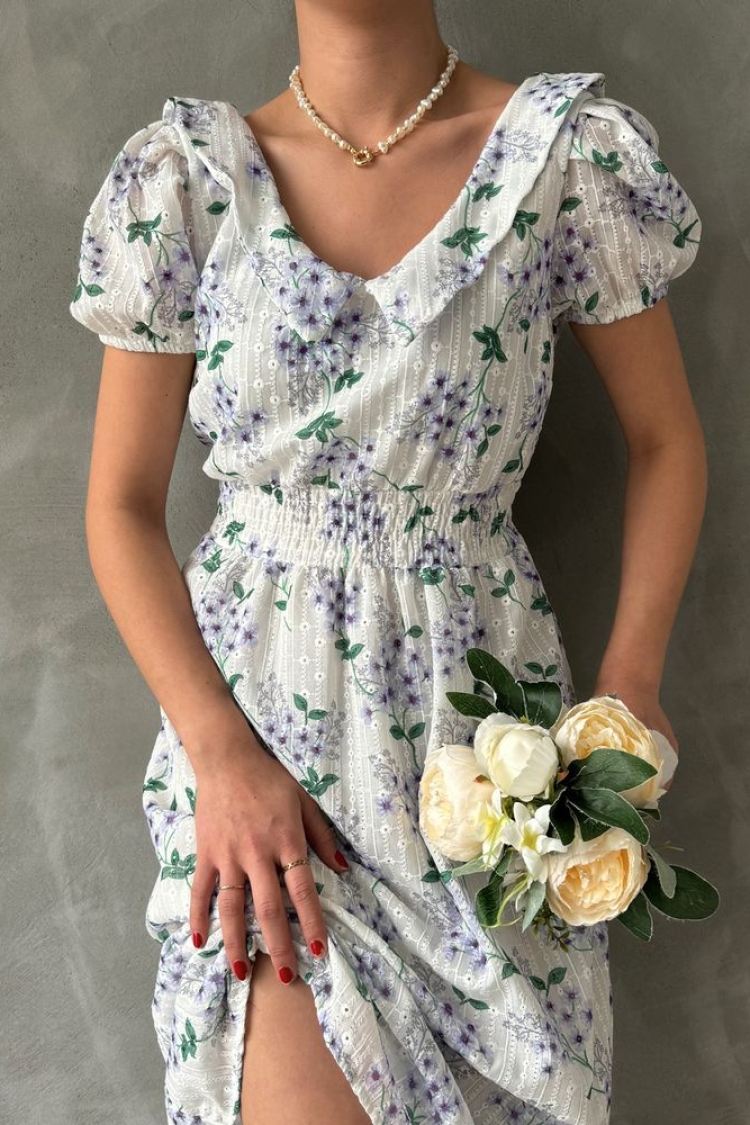 Brode Detailed Patterned Dress