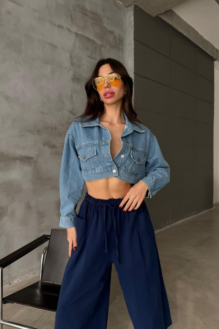 Crop Denim Jacket - Blue