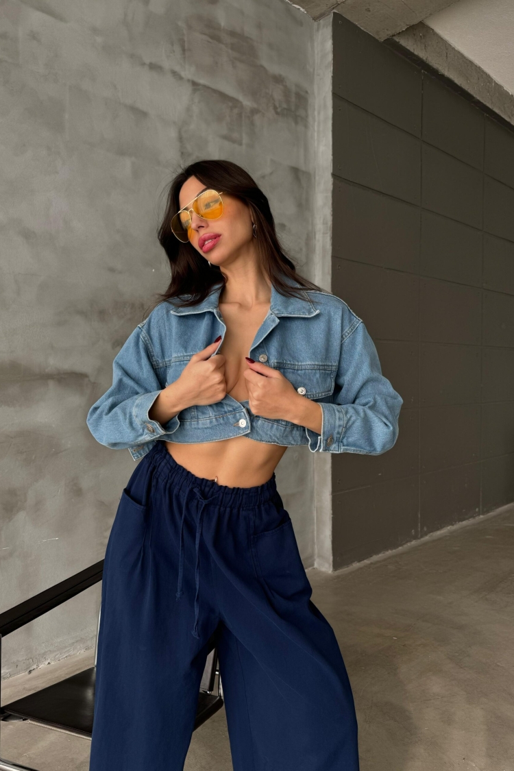 Crop Denim Jacket - Blue