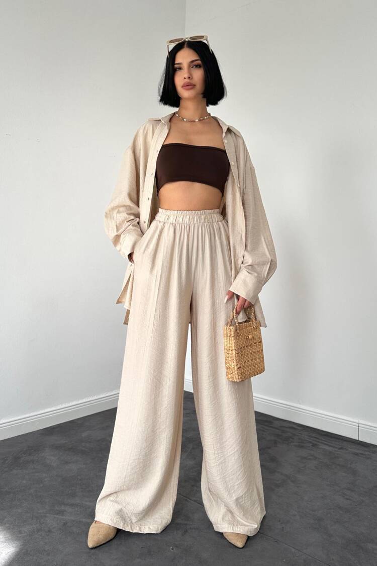 Alice Shirt And Loose Cut Trousers Set - Elisa - Globality Store - Women Clothes Wholesale Turkey