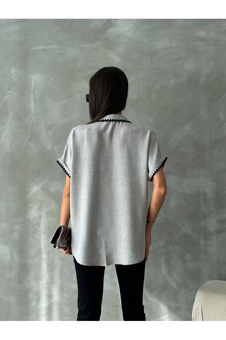 Gray Shepherd Stitched Linen Shirt