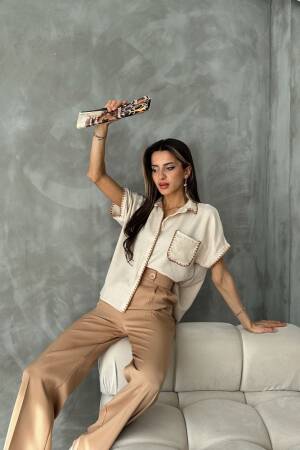 Shepherd Stitched Linen Shirt - Topshow - Globality Store - Women Clothes Wholesale Turkey