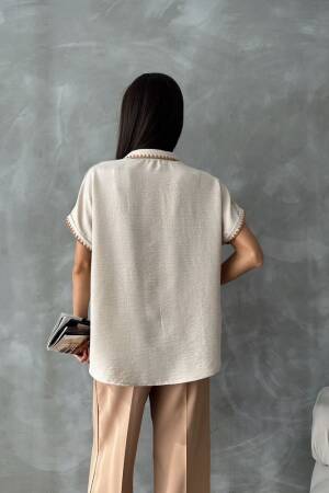 Shepherd Stitched Linen Shirt - Topshow - Globality Store - Women Clothes Wholesale Turkey