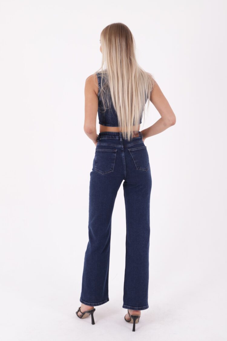 Stitched Wide Leg Relax Jeans - Dark