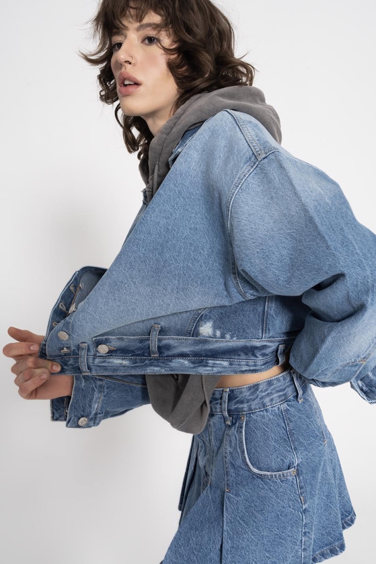 Fray Denim Coat