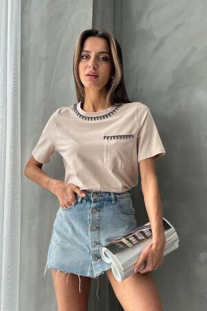 Detailed T-Shirt - Topshow - Globality Store - Women Clothes Wholesale Turkey