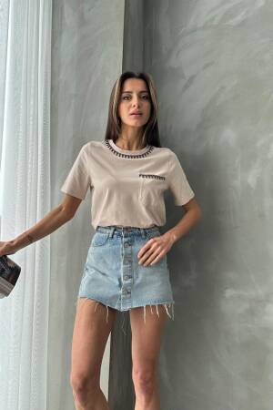 Detailed T-Shirt - Topshow - Globality Store - Women Clothes Wholesale Turkey