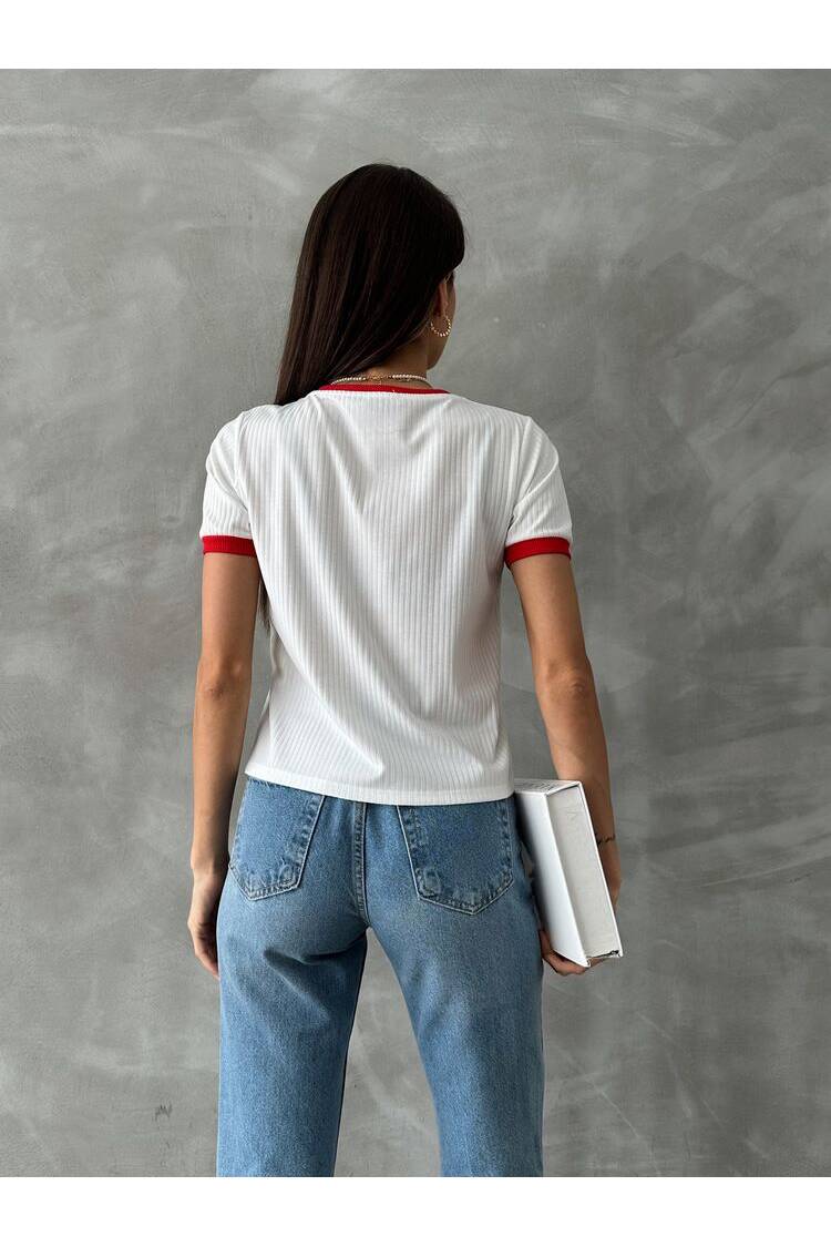 Red Embroidered T-Shirt