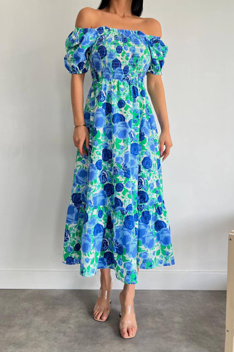 Poplin Patterned Square Neck Gype Dress