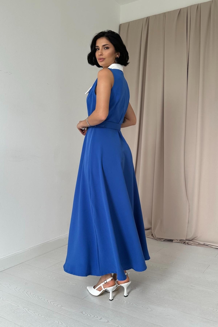 Wide Collar Halter Sleeve Dress - Saks