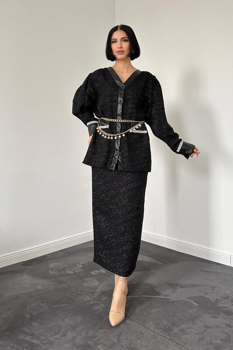 Glitter Twill Suit - Elisa - Globality Store - Women Clothes Wholesale Turkey