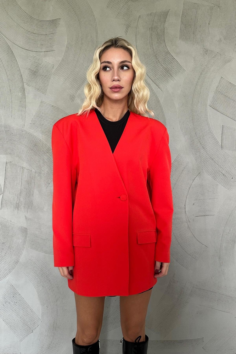 Jacket With Elastic Skirt - Coral - Elisa - Globality Store - Women Clothes Wholesale Turkey