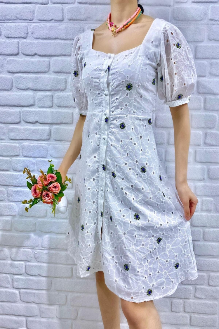 Belted Square Neck Dress - Khaki & - Elisa - Globality Store - Women Clothes Wholesale Turkey