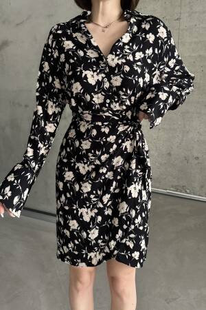 Tulip Collar Shirt Pattern Dress - My Fashion - Globality Store - Women Clothes Wholesale Turkey
