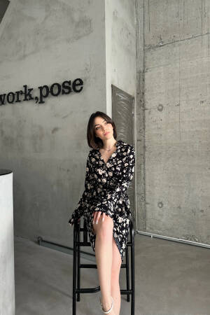 Tulip Collar Shirt Pattern Dress - My Fashion - Globality Store - Women Clothes Wholesale Turkey