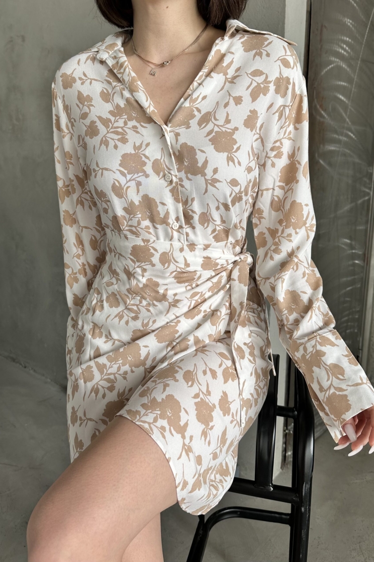 Tulip Pattern Shirt Collar Dress - My Fashion - Globality Store - Women Clothes Wholesale Turkey