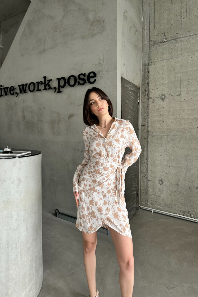 Tulip Pattern Shirt Collar Dress