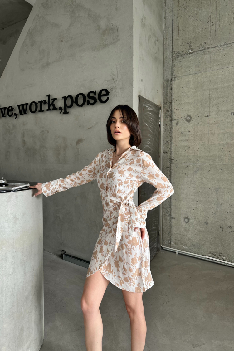 Tulip Pattern Shirt Collar Dress
