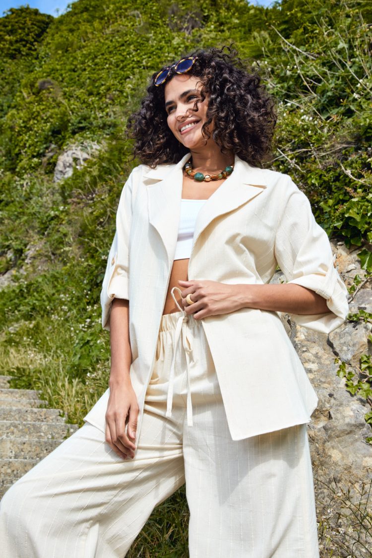 Natur Wide Cut Linen Jacket