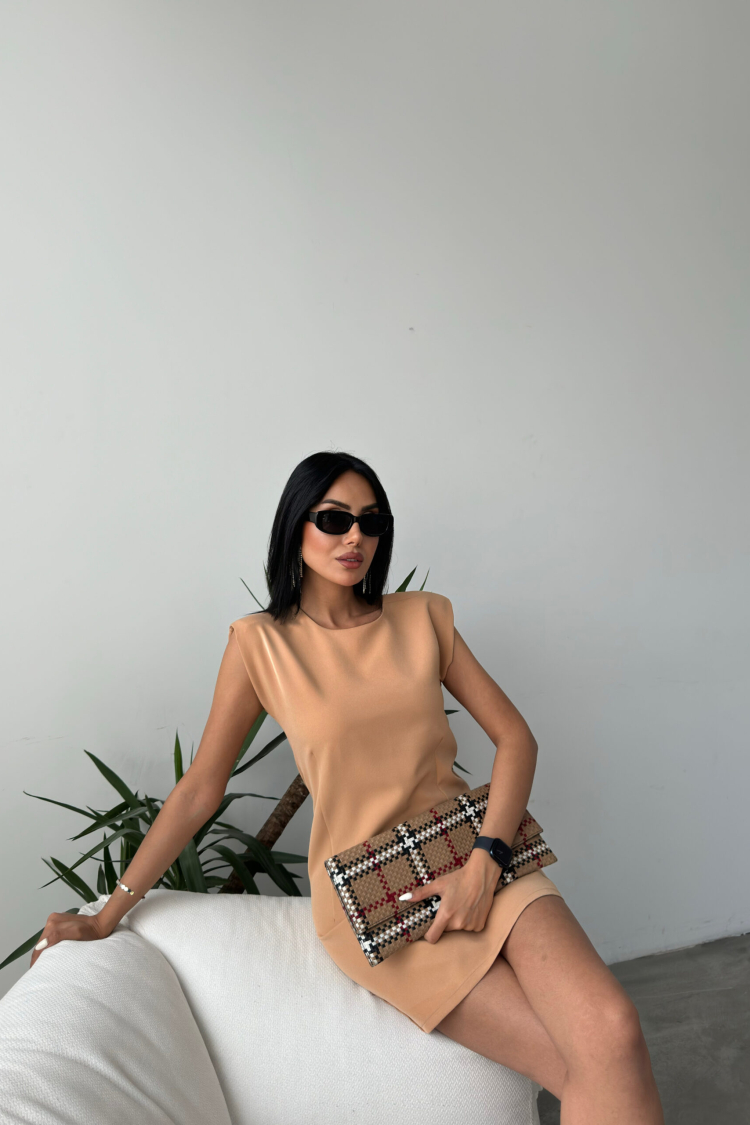 Padded T Sleeve Mini Dress - Fiori - Globality Store - Women Clothes Wholesale Turkey
