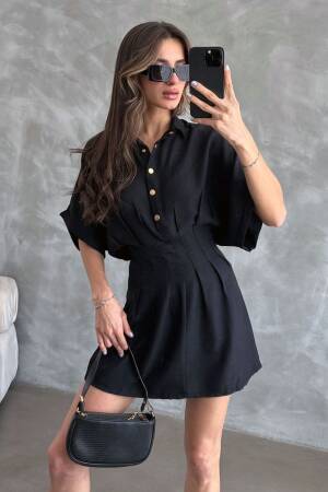 Short Linen Dress - Topshow - Globality Store - Women Clothes Wholesale Turkey