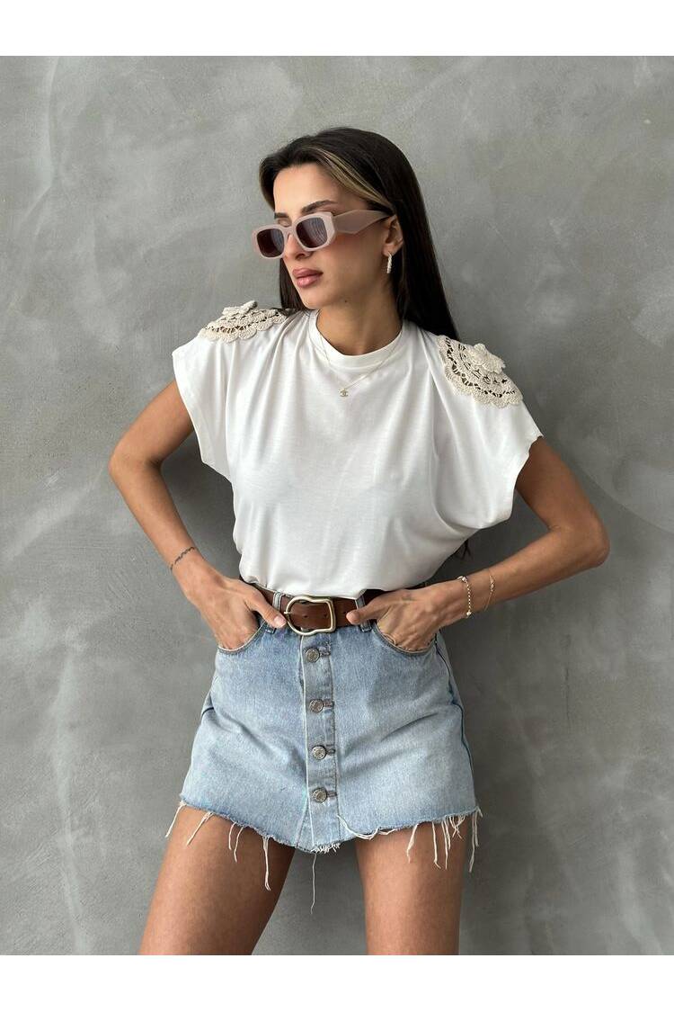 Shoulder Lace T-shirt - Brand: Topshow - Women's Clothing Wholesale - Globality Store