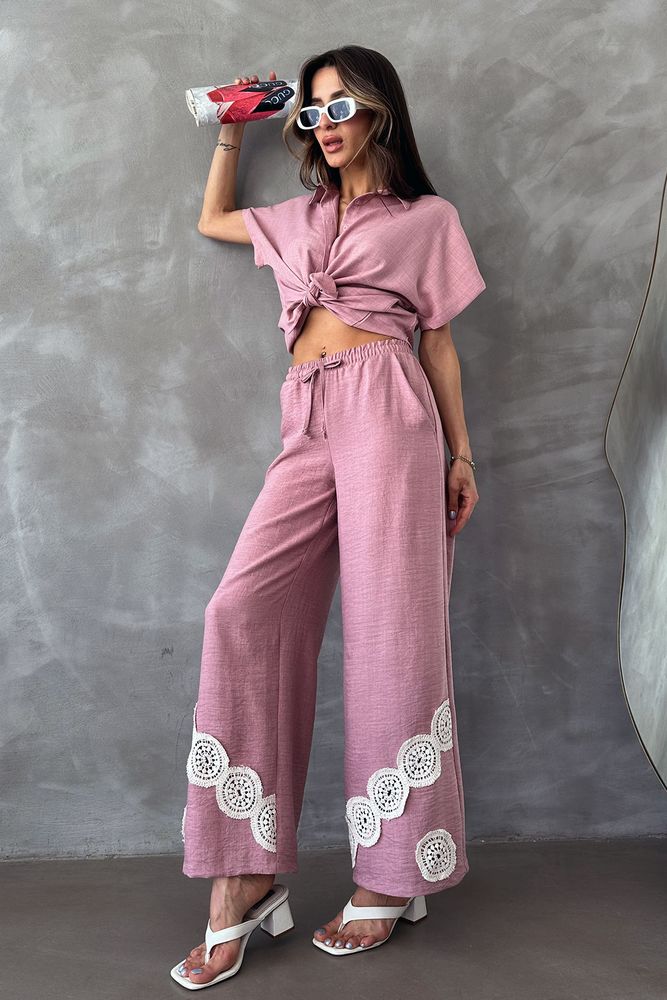 Powder Laced Trousers - Topshow - Globality Store - Women Clothes Wholesale Turkey