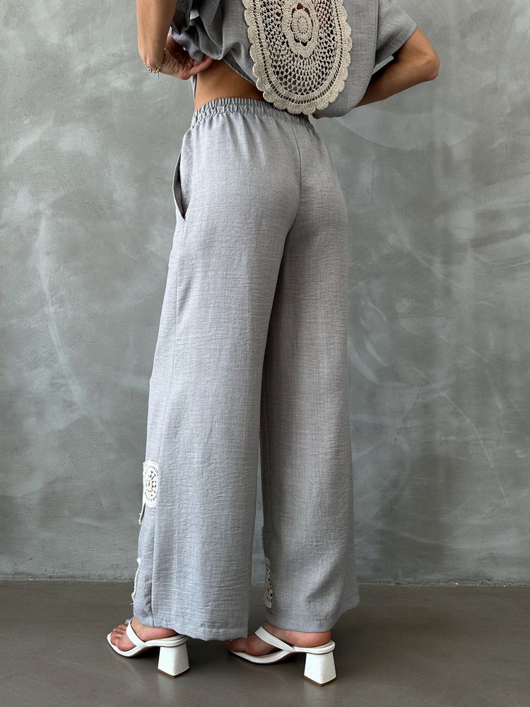 Gray D 2441 Lace-up Trousers