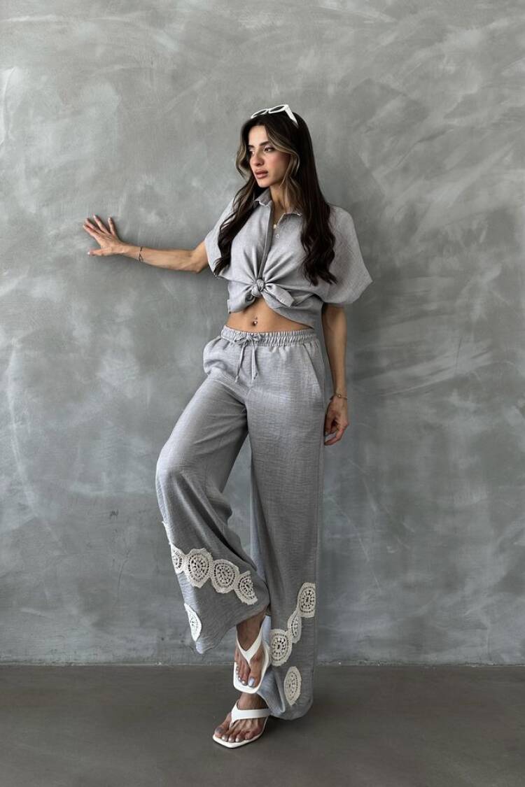 Gray D 2441 Lace-up Trousers