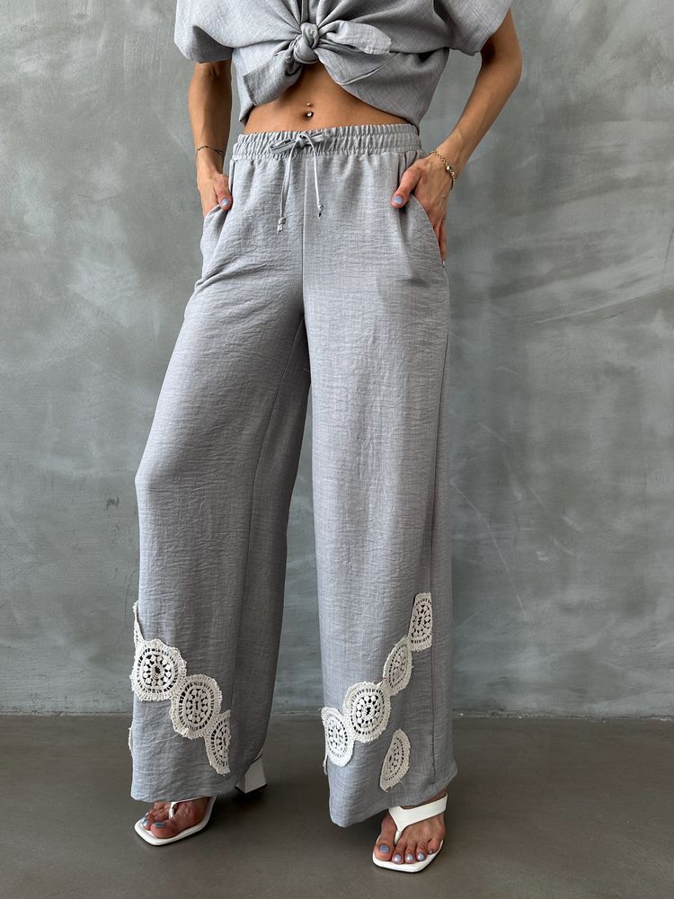Gray D 2441 Lace-up Trousers