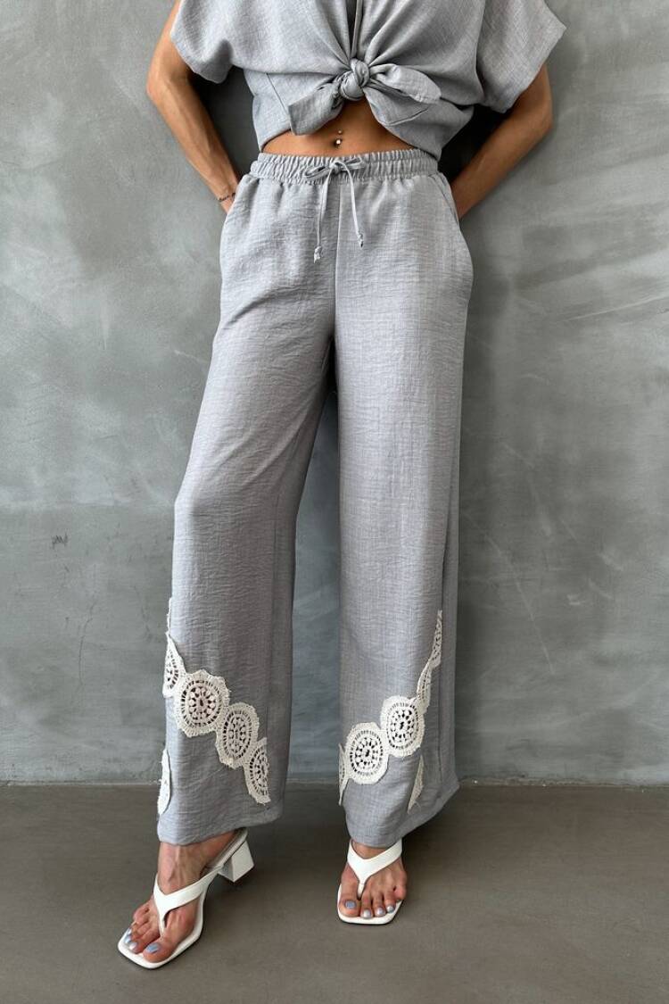 Gray D 2441 Lace-up Trousers