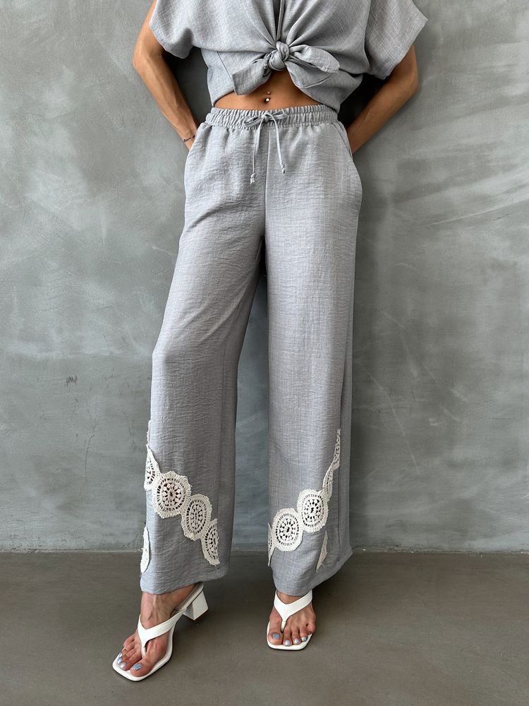 Gray D 2441 Lace-up Trousers