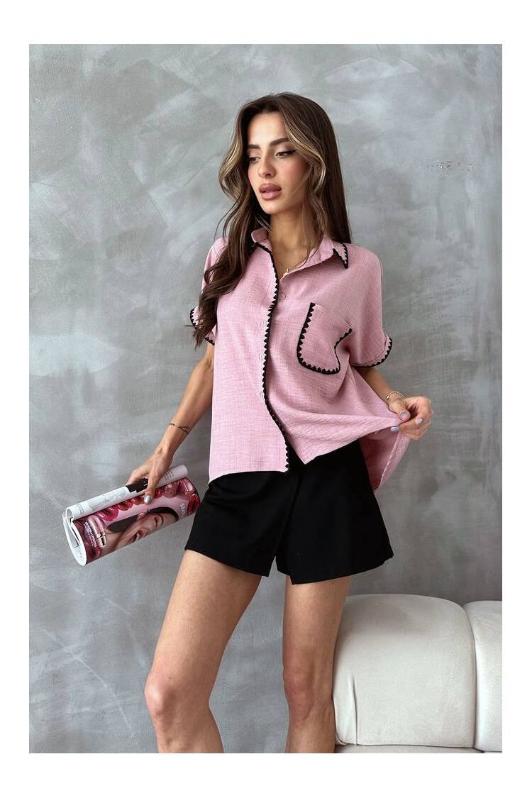 Powder Shepherd Stitched Linen Shirt - Brand: Topshow - Women's Clothing Wholesale - Globality Store