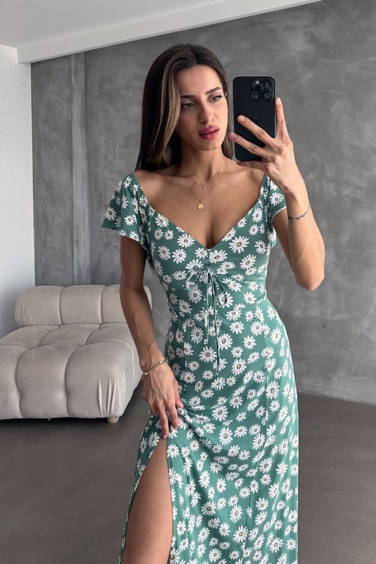 Çağla D 2714 Floral Printed Dress - Topshow - Globality Store - Women Clothes Wholesale Turkey