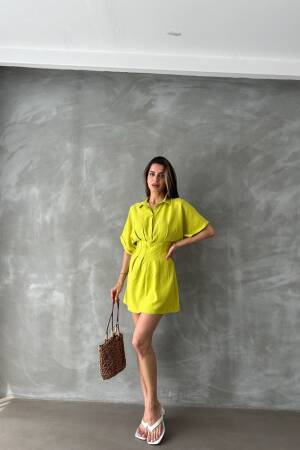 PistachioShort Linen Dress - Topshow - Globality Store - Women Clothes Wholesale Turkey