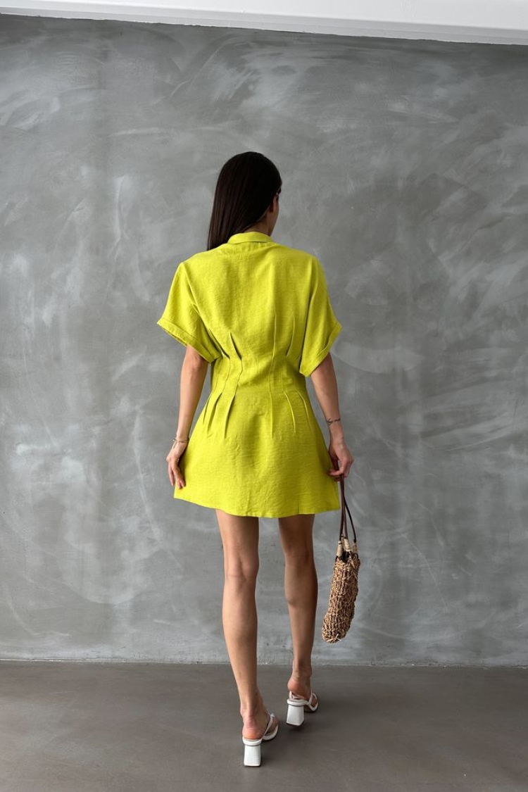 PistachioShort Linen Dress