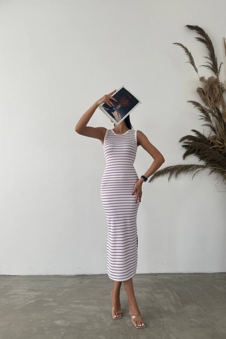 Ottoman Lycra Fabric Striped Dress
