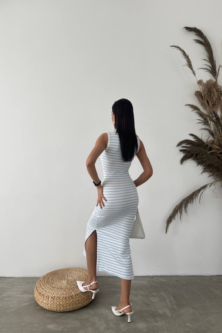 Ottoman Lycra Fabric Striped Dress