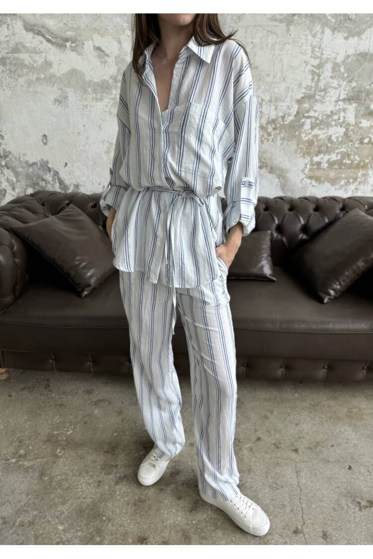 Striped Tunic Shirt Double Set