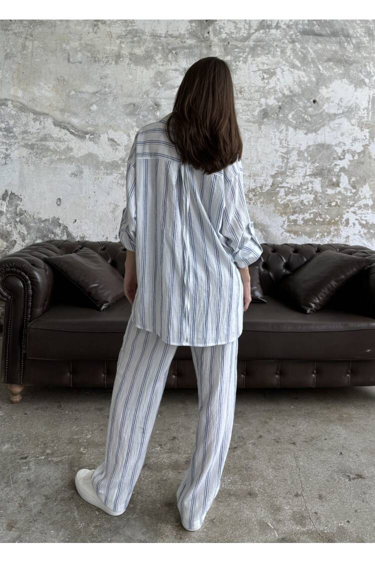 Striped Tunic Shirt Double Set