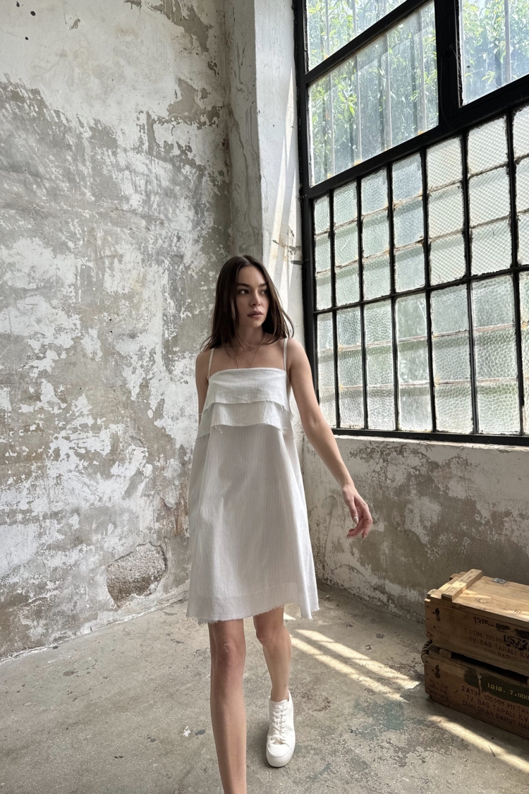 Strappy Dress - Ecru - Cream Rouge - Globality Store - Women Clothes Wholesale Turkey