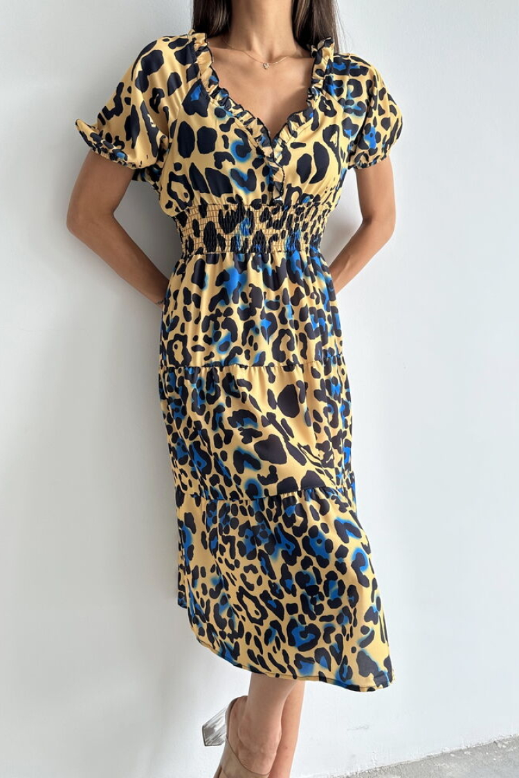 Leopard Saks Patterned Long Dress