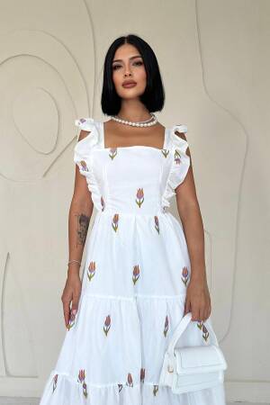 Zero Sleeve Ruffle Dress - Elisa - Globality Store - Women Clothes Wholesale Turkey