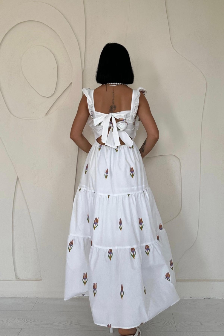 Zero Sleeve Ruffle Dress