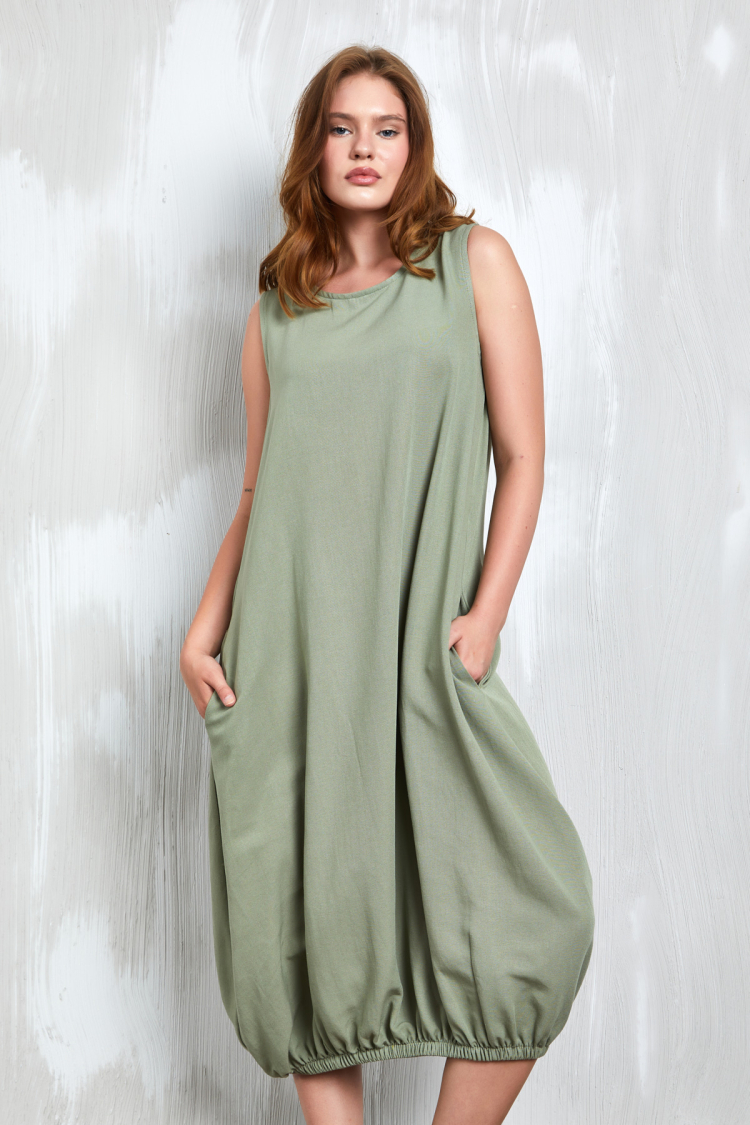 Linen Bottom Elastic Detailed Dress 27310 - First Angels - Globality Store - Women Clothes Wholesale Turkey