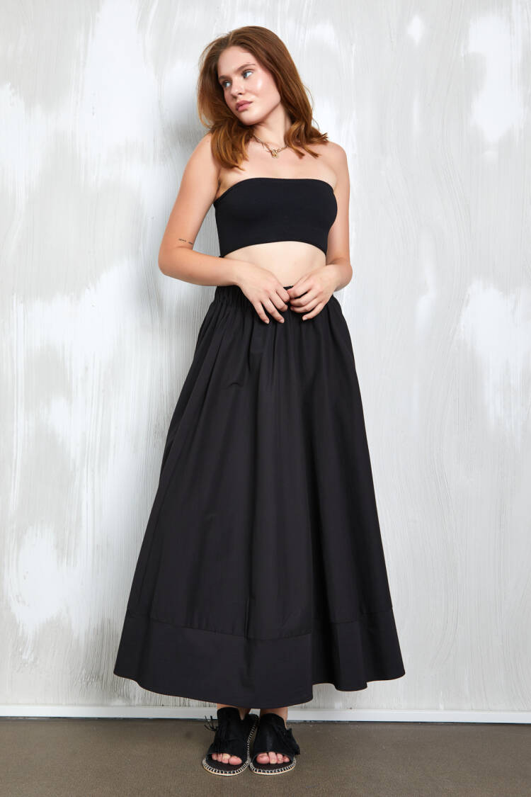 Poplin Long Skirt With Elastic Waist 27321 - First Angels - Globality Store - Women Clothes Wholesale Turkey