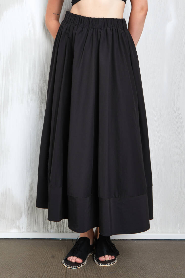 Poplin Long Skirt With Elastic Waist 27321