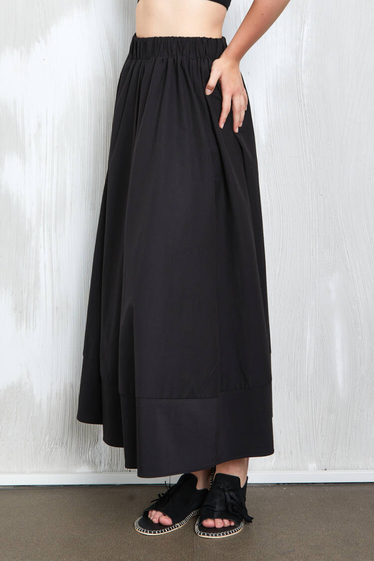 Poplin Long Skirt With Elastic Waist 27321